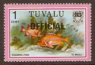 Tuvalu 1981 1c Fishes Official Stamps Series. SGO1