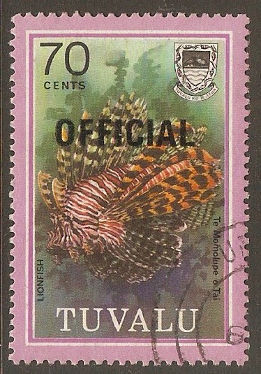 Tuvalu 1981 70c Fishes Official Stamps Series. SGO16. - Click Image to Close