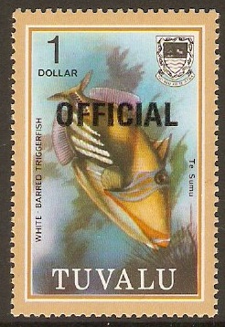 Tuvalu 1981 $1 Fishes Official Stamps Series. SGO17