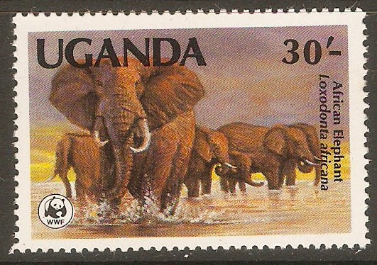 Uganda 1983 30s Elephants series. SG408.
