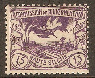 Upper Silesia 1920 15pf Violet. SG23.