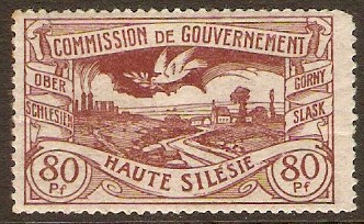 Upper Silesia 1920 80pf Purple. SG31.