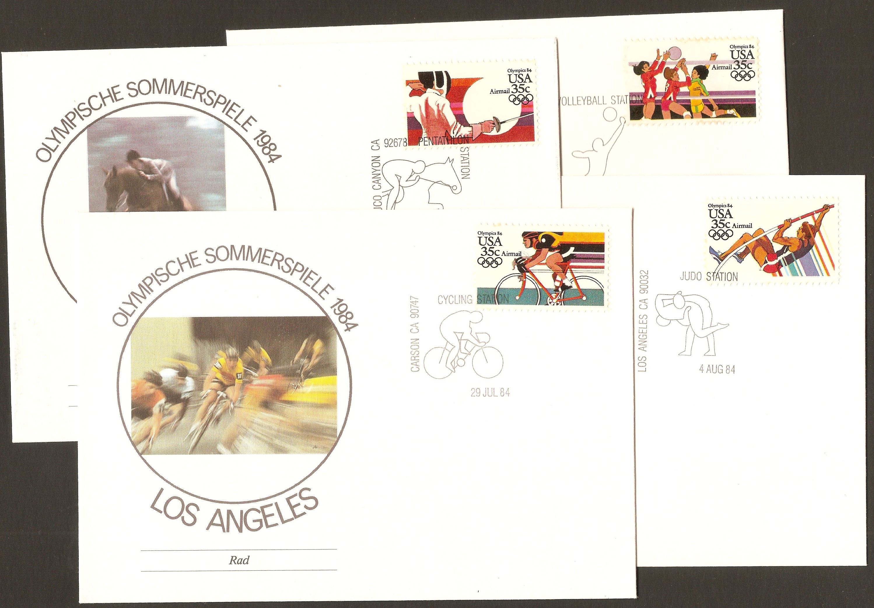 United States 1983 Los Angeles Olympics Souvenir Covers.