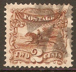 United States 1869 2c Deep brown - Post Rider. SG115.