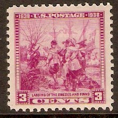 United States 1938 3c Scandinavian Settlement stamp. SG846.