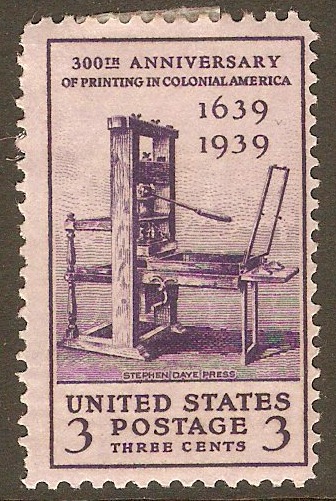 United States 1939 3c Printing Anniversary. SG854.