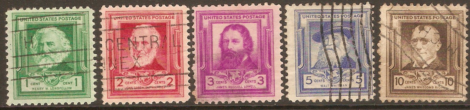 United States 1940 Poets set. SG861-SG865.