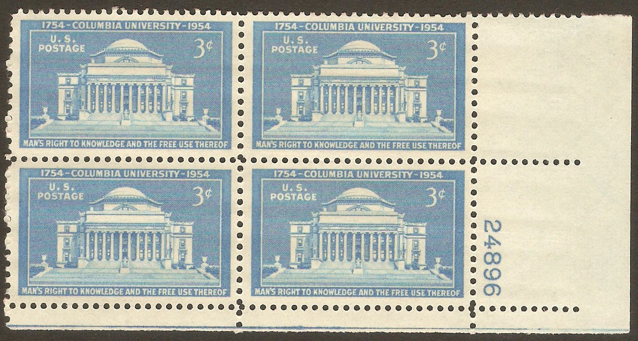 United States 1954 3c University Anniversary stamp. SG1026.