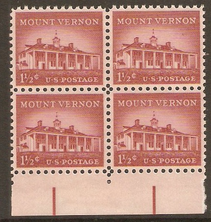 United States 1954 1c Brown-lake - Mount Vernon. SG1030.