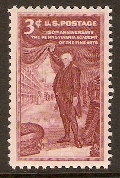 United States 1955 3c Pennsylvania Academy stamp. SG1066.