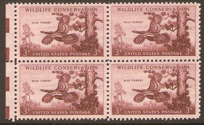 United States 1956 3c Brown-purple - Wildlife series. SG1079.