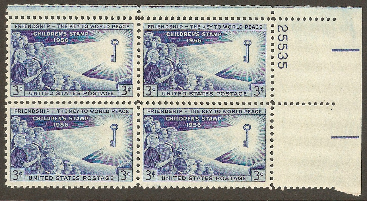 United States 1956 3c Children's Friendship stamp. SG1087.