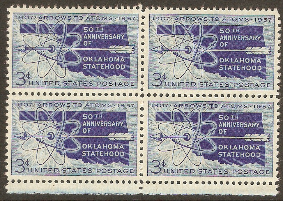United States 1957 3c Oklahoma Statehood Anniversary. SG1094.