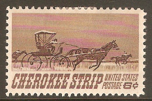 United States 1968 6c Cherokee Strip stamp. SG1345.