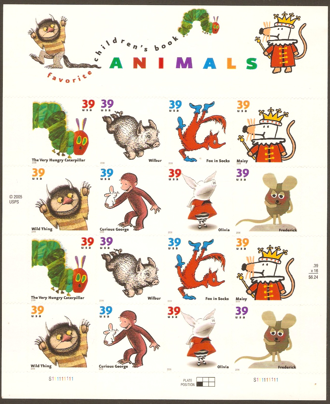 United States 2006 Children's Book Animals. SG4526-SG4533.