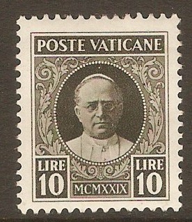 Vatican City 1929 10l Olive-black. SG13.