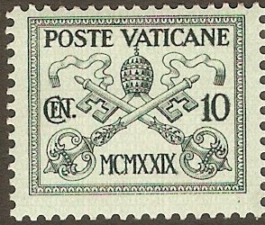 Vatican City 1929 10c Grey-green on green. SG2