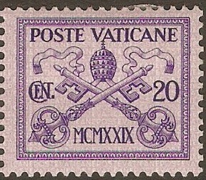 Vatican City 1929 20c Violet on lilac. SG3.