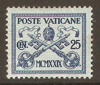 Vatican City 1929 25c Blue on azure. SG4.
