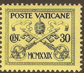 Vatican City 1929 30c Black on yellow. SG5
