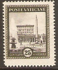 Vatican City 1933 25c Black and olive. SG23.