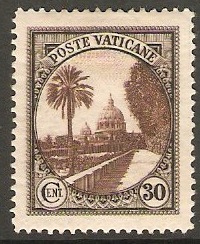 Vatican City 1933 30c Chocolate and black. SG24.