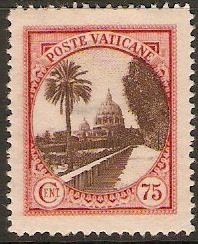 Vatican City 1933 75c Chocolate and lake. SG26.
