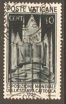 Vatican City 1936 10c Black Stamp Exhibition series. SG48.