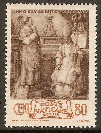 Vatican City 1943 80c Pope's Episcopal Jubilee series. SG89.