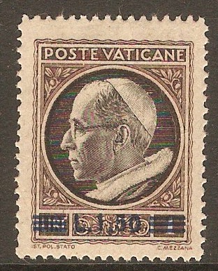 Vatican City 1946 1l.50 on 1l Black and brown. SG113.