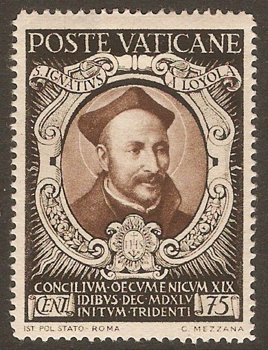 Vatican City 1946 75c Sepia and black - Council of Trent. SG121.