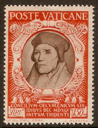 Vatican City 1946 1l.50 Sepia and verm.-Council of Trent. SG123.