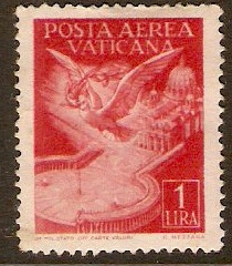 Vatican City 1947 1l Carmine - Air Stamp. SG130.