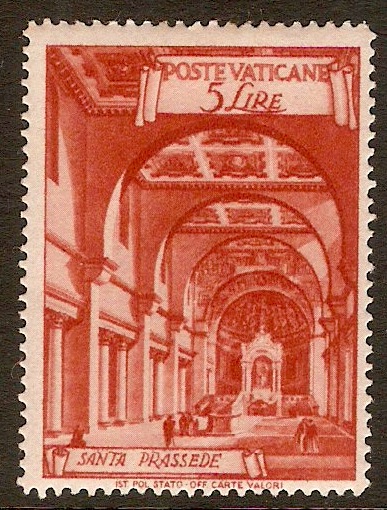 Vatican City 1949 5l Red-orange. SG141A.