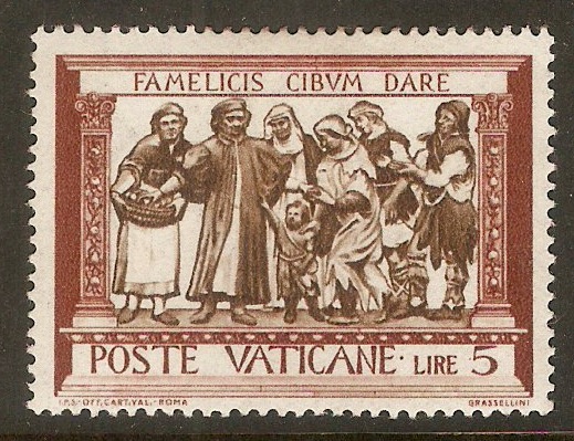 Vatican City 1960 5l Sepia and red-brown. SG326.