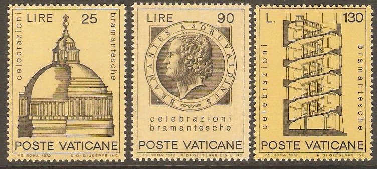 Vatican City 1972 Bramante Celebrations set. SG571-SG573.