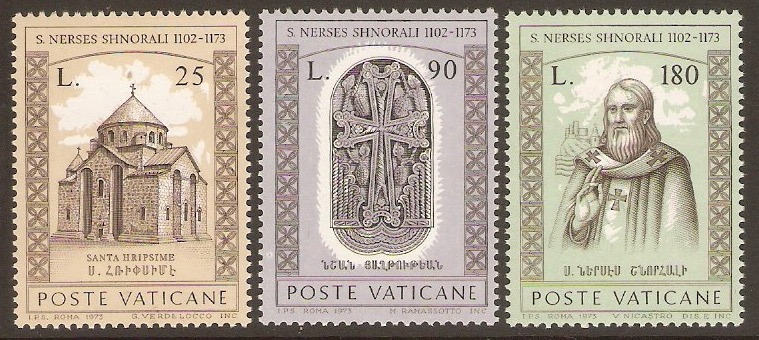 Vatican City 1973 St.Narsete Shnorali set. SG605-SG607.
