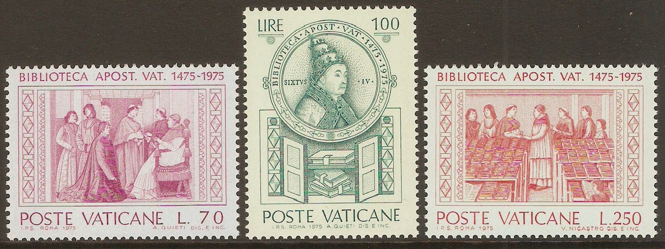 Vatican City 1975 Apostolic Library set. SG643-SG645.