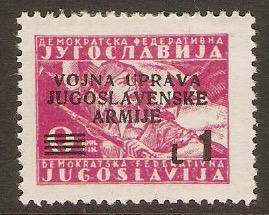 Yugoslavia Incorporation 1947 1l on 9d Pink. SG102.