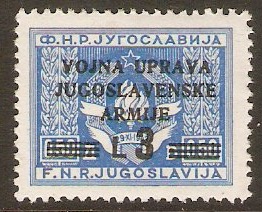 Yugoslavia Incorporation 1947 3l on 0.50d Blue. SG105.
