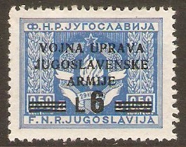 Yugoslavia Incorporation 1947 6l on 0.50d Blue. SG107.