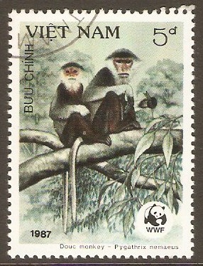 Vietnam 1987 5d Monkeys series. SG1121.