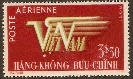 Vietnam 1952 3p.30 Green and lake - Air series. SG74.