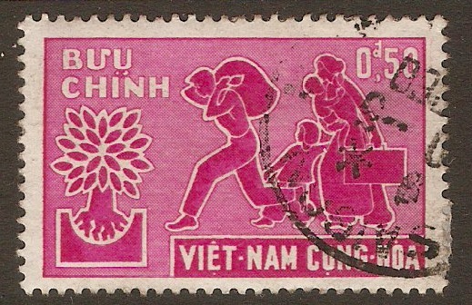 South Vietnam 1960 50c Mauve - Refugee Year series. SGS107.