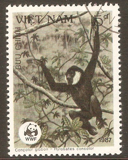 Vietnam 1987 15d Monkeys series. SG1122.