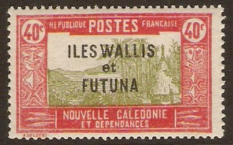 Wallis and Futuna 1930 40c Sage-green and scarlet. SG54.