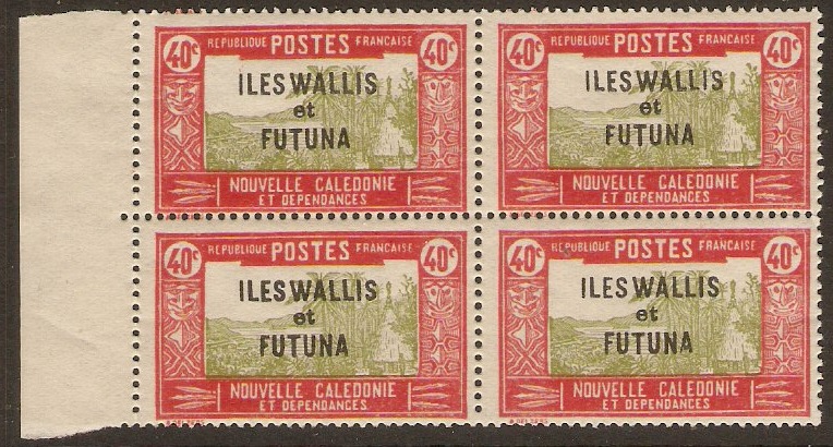 Wallis and Futuna 1930 40c Sage-green and scarlet. SG54.