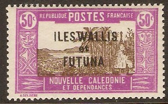 Wallis and Futuna 1930 50c Chocolate and mauve. SG57.