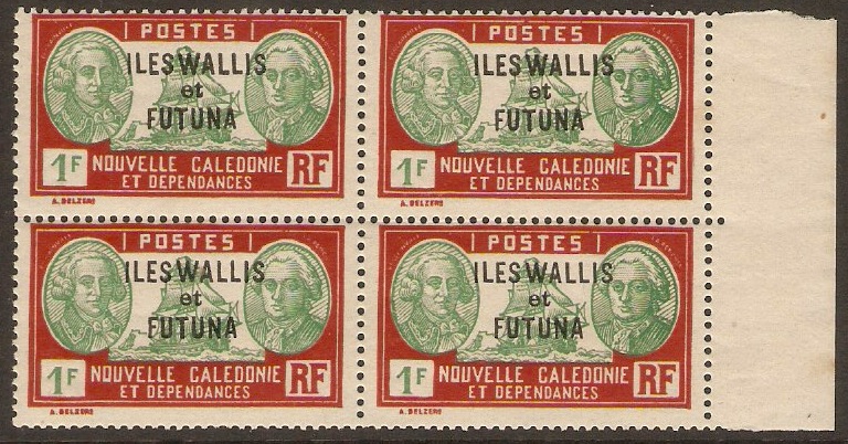 Wallis and Futuna 1930 1f Green and scarlet. SG69.
