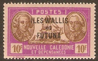 Wallis and Futuna 1930 10f Brown and mauve on rose. SG83.